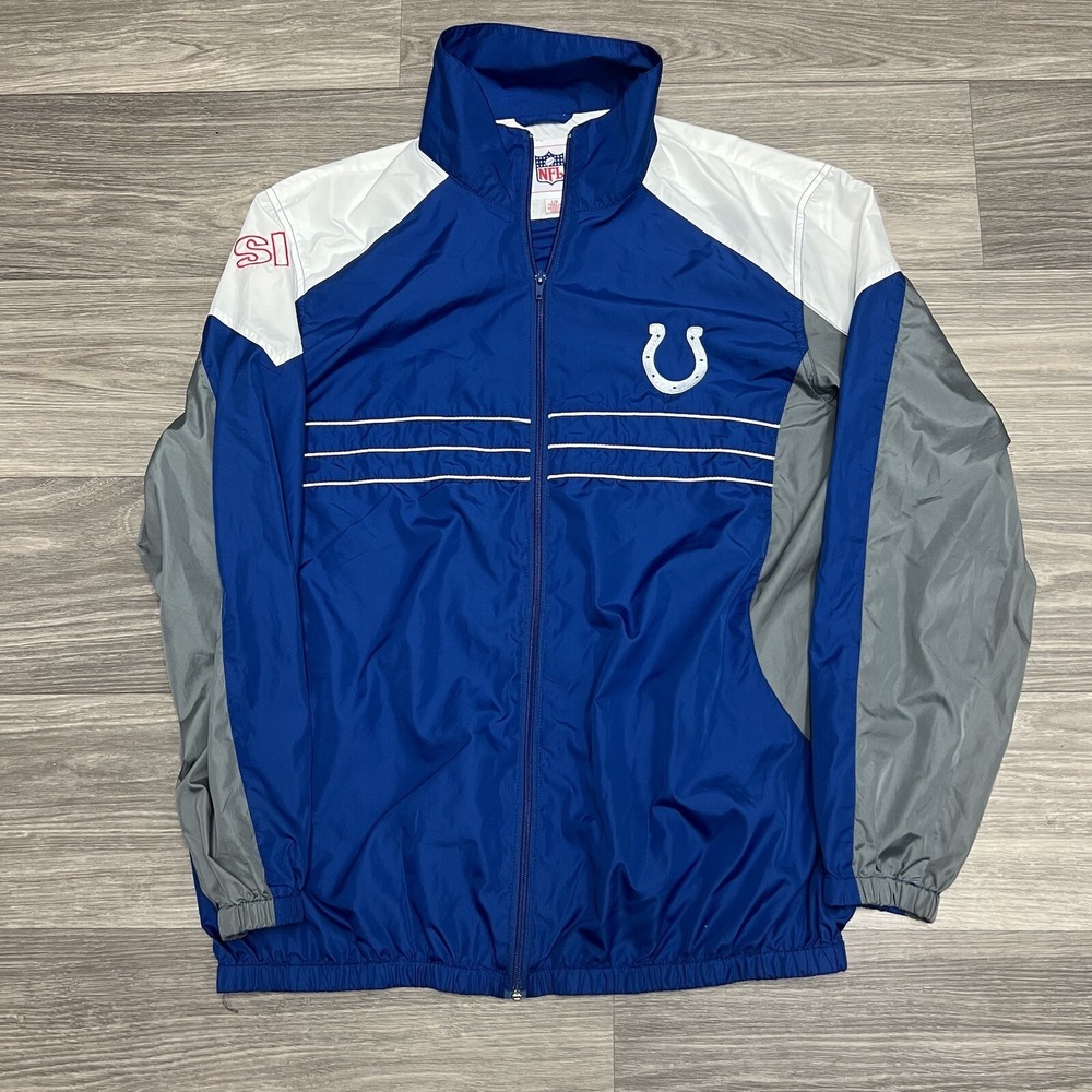 NFL Indianapolis Colts Windbreaker Jacket Mens Large‎ Full Zip Embroidered Blue